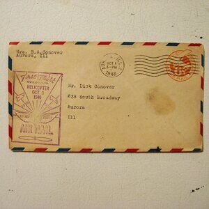 Air mail envelope with 6 cent stamped air mail stamp dated 10-1-1946